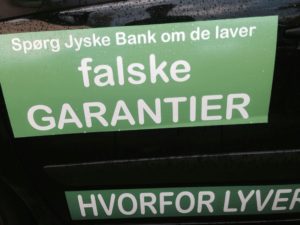 Falske garantier er et nyt arbejdes område for jyske bank, Skal vi tale om det, eller bare om svigforholdet eller grine sammen over det blev opdaget 